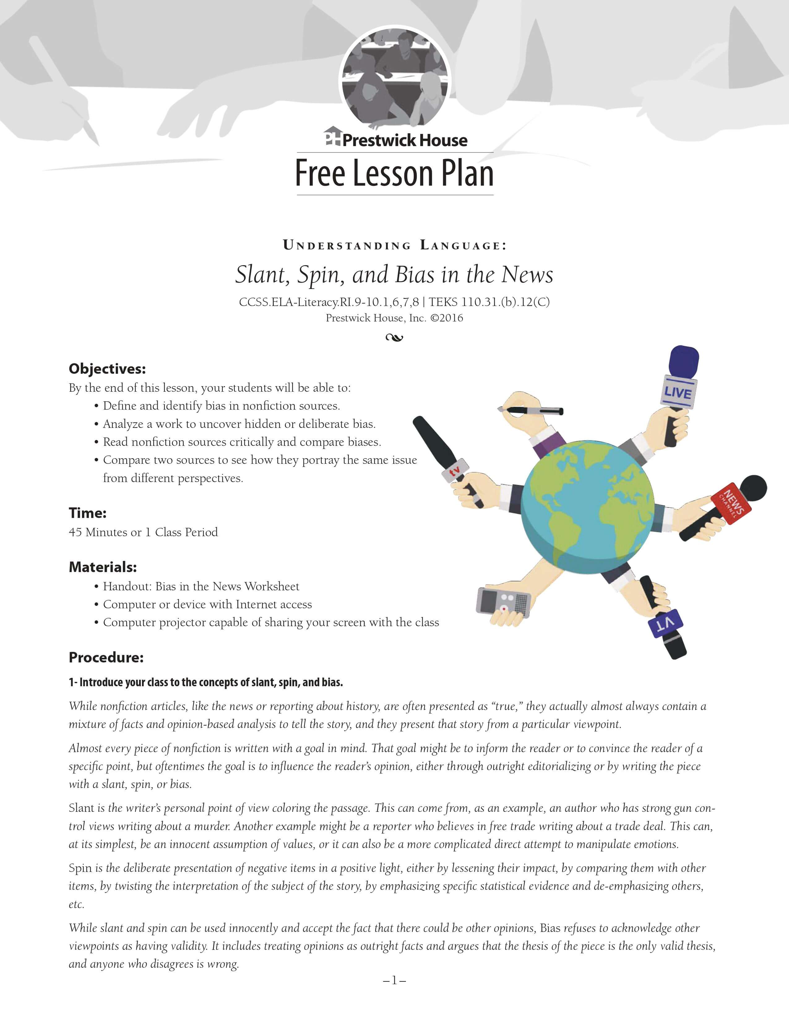 Slant, Spin, and Bias in the News Lesson Plan